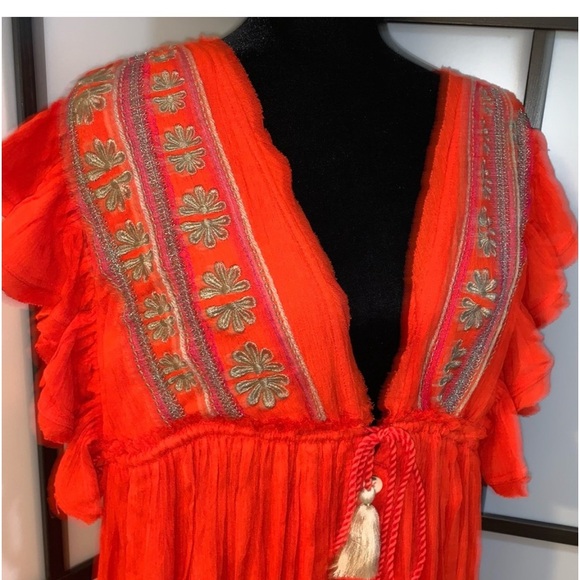 🆕WOT Free People Midi Dress in Roaring Red - Picture 6 of 15